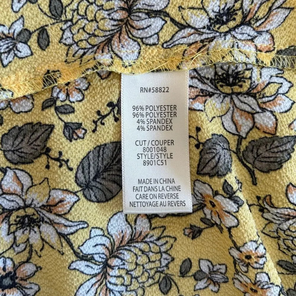 Max Studio Yellow Floral Boho Midi Wrap Dress Summer Spring Size Medium